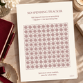 No Spending Tracker – 100 Day A4 Printable No-Spend Challenge