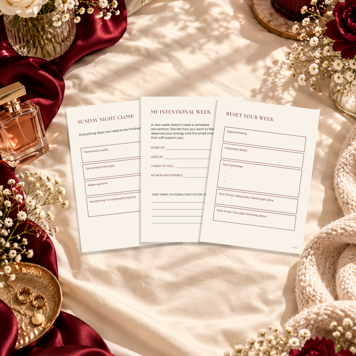 Her Sunday Reset – 9 Page A4 Printable Weekly Reset Workbook