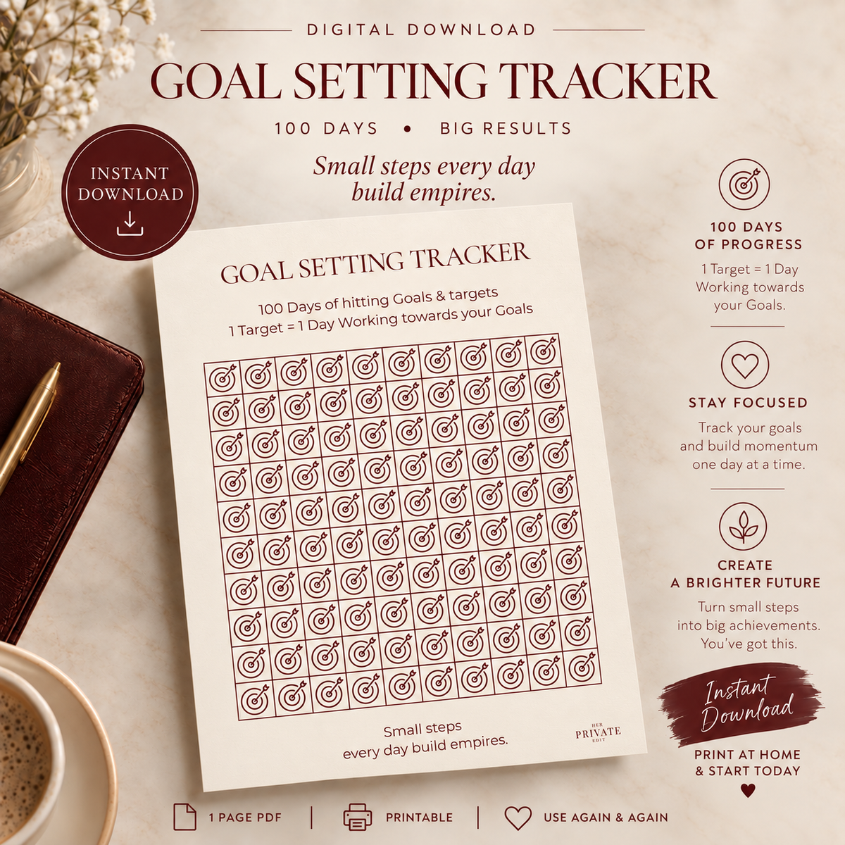 100 Day Goal Setting Tracker