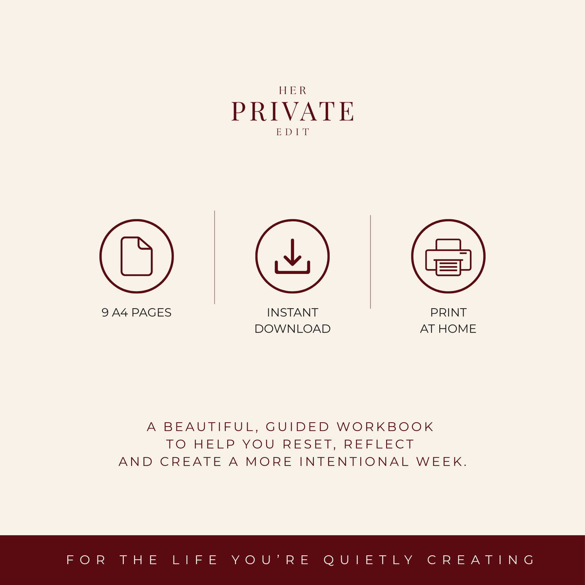 Her Sunday Reset – 9 Page A4 Printable Weekly Reset Workbook