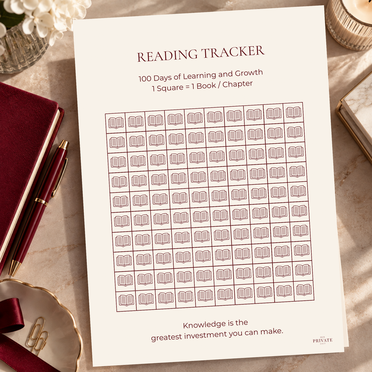 Reading Tracker – 100 Day A4 Printable Reading Habit Tracker