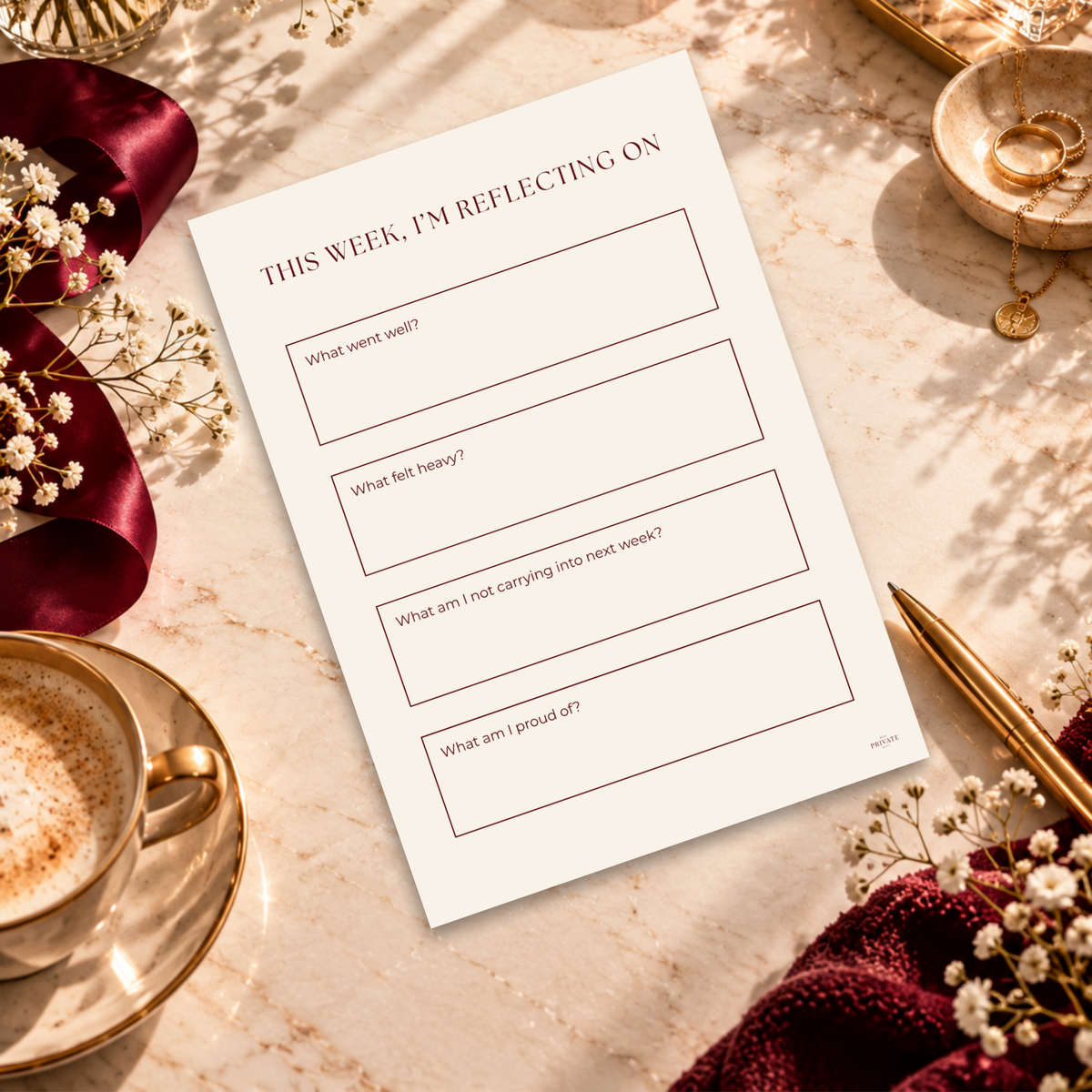Her Sunday Reset – 9 Page A4 Printable Weekly Reset Workbook