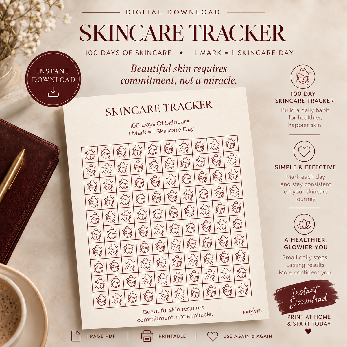 100 Day Skincare Tracker