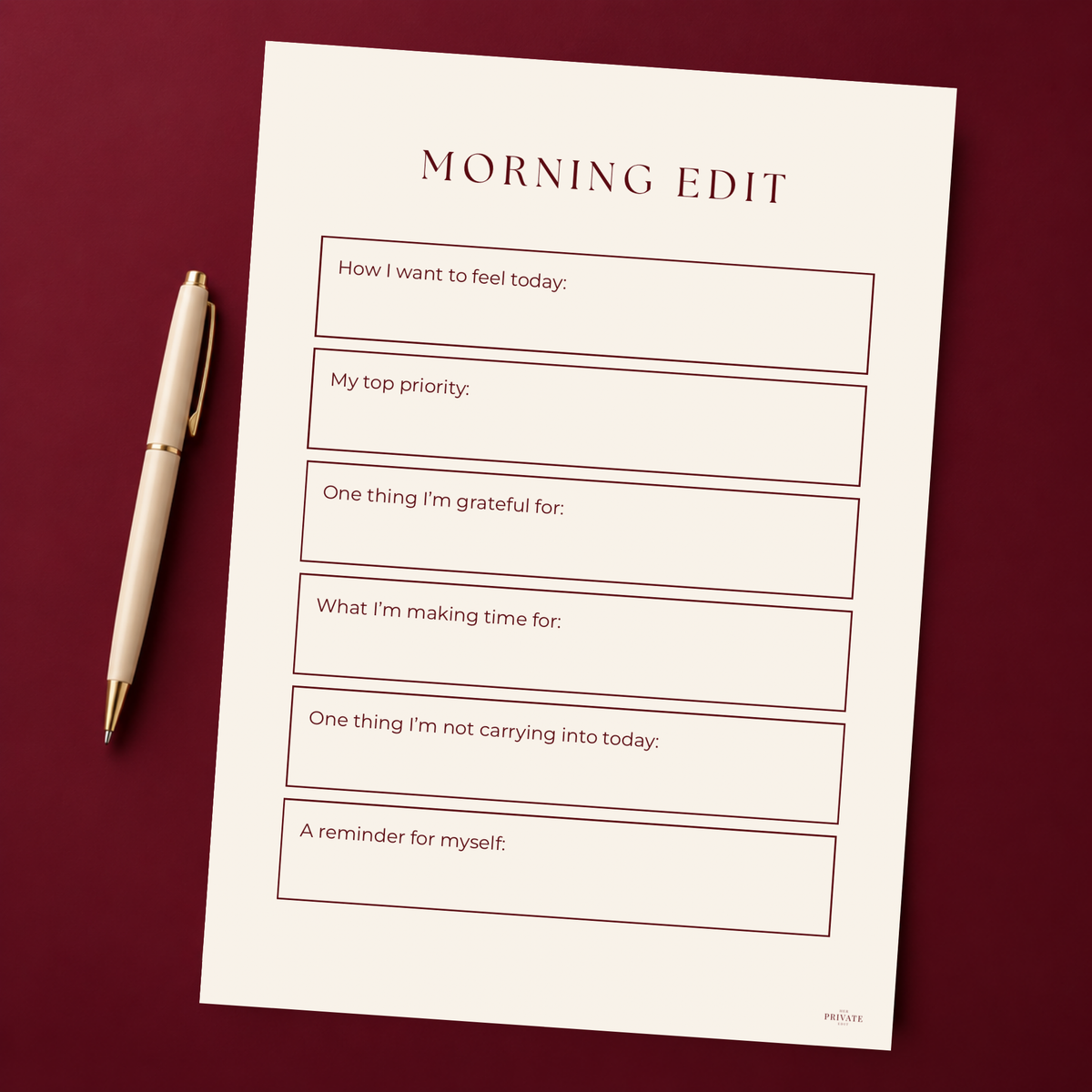 The Morning Edit – A4 Morning Routine & Daily Intention Printable